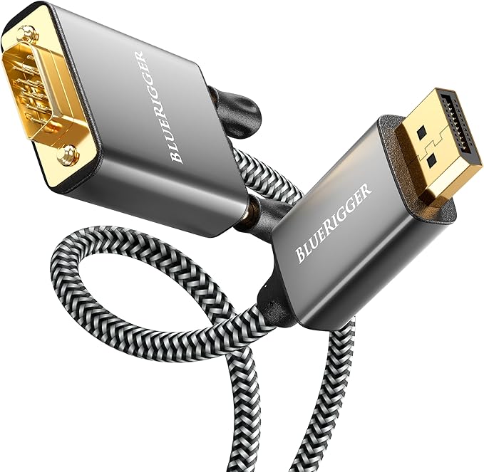 BlueRigger 6FT DisplayPort to VGA Cable - DP to VGA Monitor Cable, Uni-Directional, Male to Male, Compatible with Laptop, Monitor, Desktop, HDTV