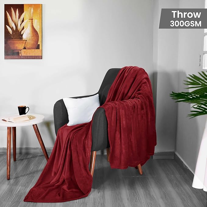 Utopia Bedding Fleece Blanket Throw Size Burgundy 300GSM Luxury Anti-Static Fuzzy Soft Microfiber Blanket for Couch, Sofa and Bed (60x50 Inch)