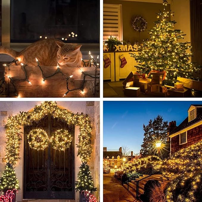 LIDORE Super Bright Clear Mini Christmas Tree String Lights, Gift for Decoration, 21.45FT 100 Count Bulbs with Green Cord, UL Listed Indoor Outdoor Lighting for Holiday (Green Cable, 1-Pack)