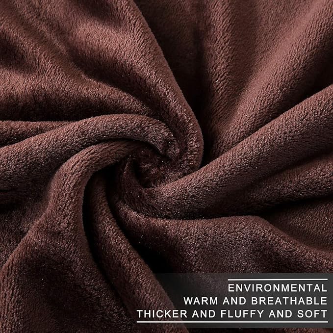Richave Fleece Blanket King Size 350GSM Lightweight Throw for The Bed Warm Sofa Blanket 90" x 108"(Brown King)