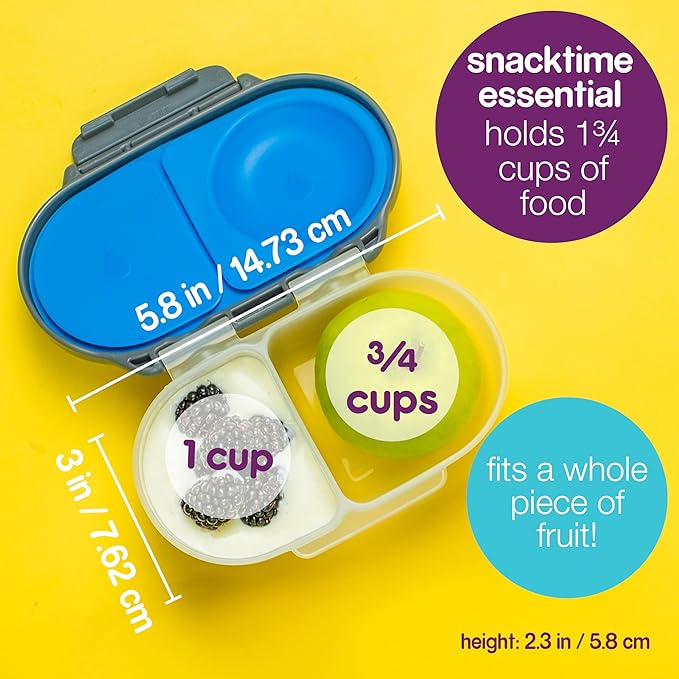 b.box Snack Containers for Kids, Toddler Snack Box Container, Reusable Small Bento Box for Lunch, School & Travel, Leak Proof, BPA free, Dishwasher Safe, Ages 4 months+ (Lemon Sherbet, 12oz capacity)