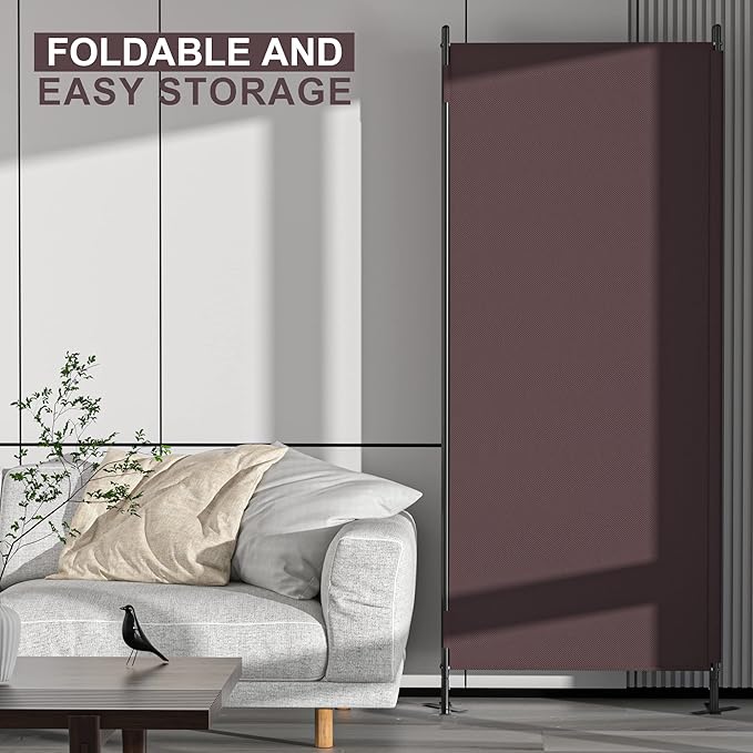 Room Divider Panel 6Ft Privacy Screen Wall Divider JAXPETY Folding Portable Partition Wall 88" W x 73" H Dividers for Room Separation Indoor, Brown