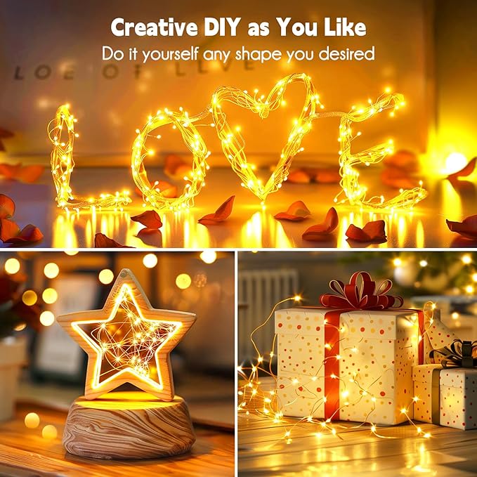 Fairy Lights Plug in, 99Feet 300LEDs Warm White String Lights, Waterproof Flexible Silver Wire Starry Lights for Bedroom Dorm Wedding Garland Wreath Wall Mason Jar Indoor Outdoor Christmas Tree