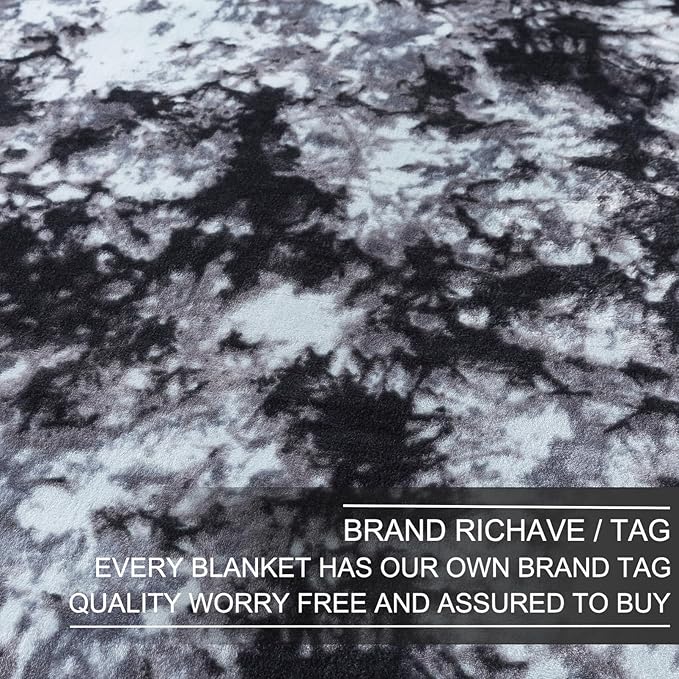 Richave Fuzzy Blanket for Couch - Tie Dye Grey,Premium Lightweight Anti-Static, Cozy and Furry Faux Fur, Reversible Throw Blankets for Sofa and Bed, 50x60 Inches,Tie Dye Grey