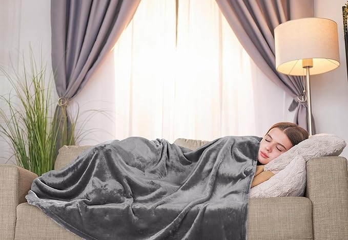 Utopia Bedding Fleece Blanket Throw XL Size Grey 300GSM Luxury Anti-Static Fuzzy Soft Microfiber Blanket for Couch, Sofa and Bed (70x50 Inch)