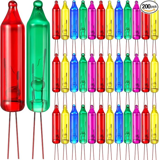Mudder 200 Count 2.5V Christmas 50/100/150/200 Count Mini Incandescent Wire String Lights Replacement Bulbs Indoor/Outdoor Christmas Lights Decorations for Home Xmas Tree(Vibrant Color)