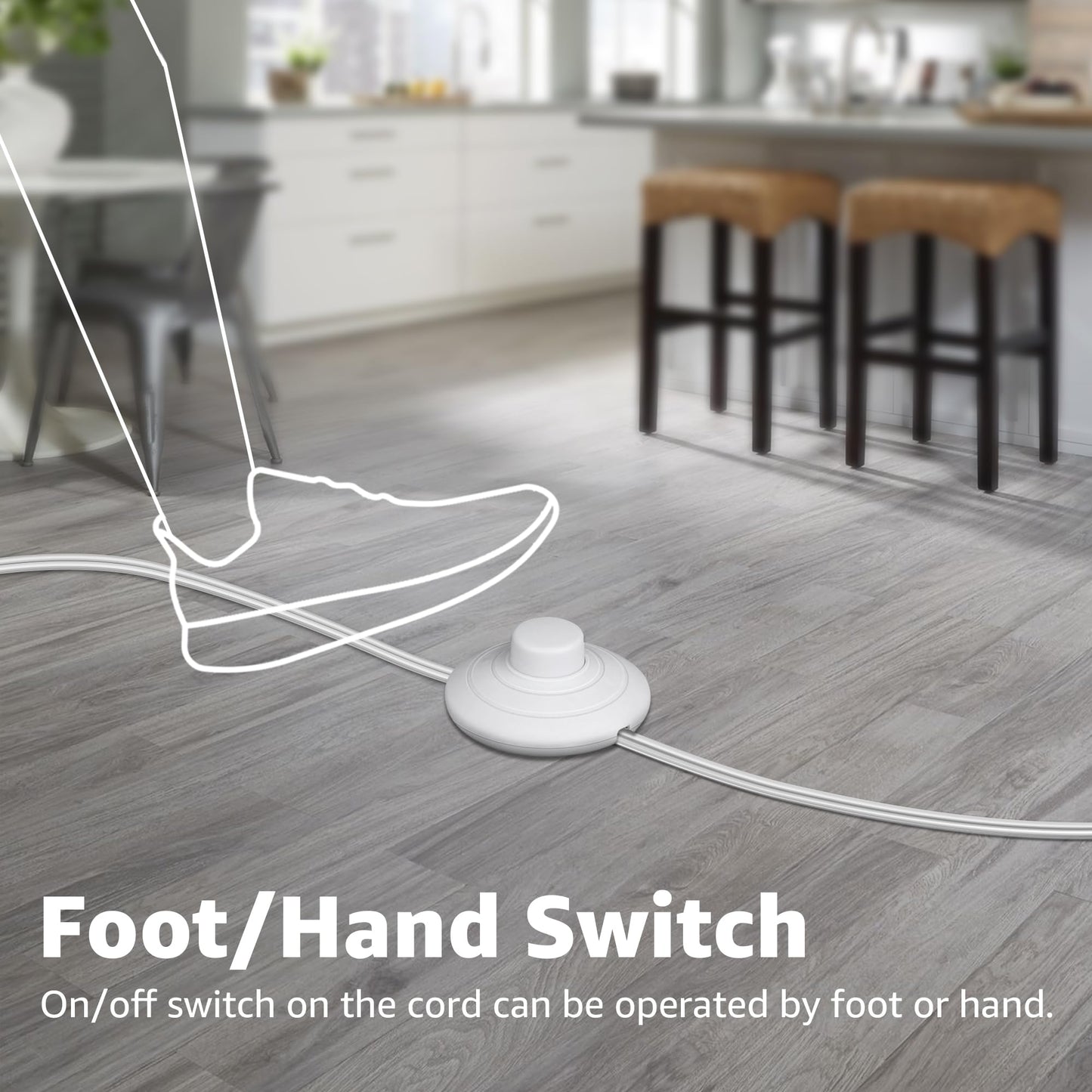 SUNVIE Uplighting Indoor Floor Spot Light, 2 Pack, 5W GU10 LED Bulbs, 5.9 FT Cord, White, Model FCL02W02