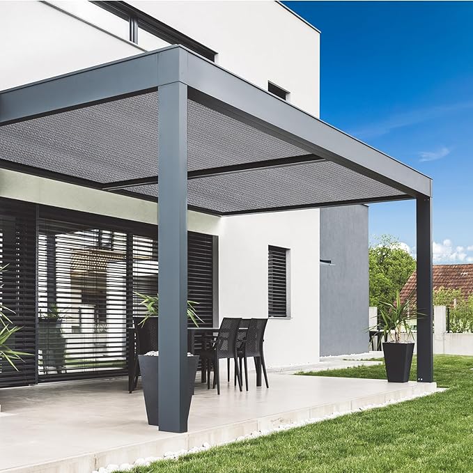 VICLLAX 90% Shade Fabric Sun Shade Cloth with Reinforced Grommets, Outdoor Sun Screen Fabric for Outdoor Patio Garden Pergola Cover Canopy 6x6 FT, Dark Grey