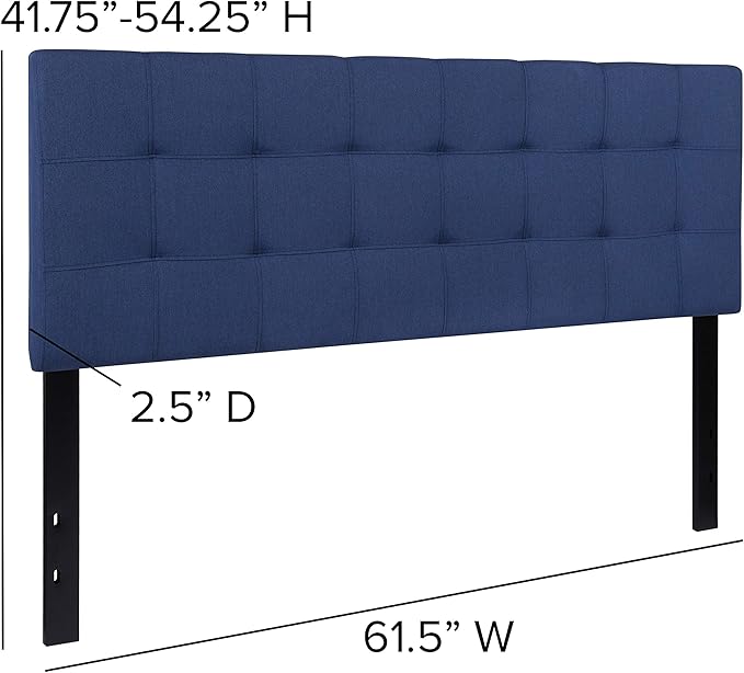 Flash Furniture Bedford Box Stitch Tufted Upholstered Queen Size Headboard in Navy Fabric