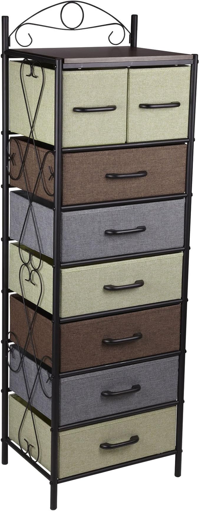 Household Essentials Victorian Style 8-Drawer Tower Storage Organizer Unit, Multicolor