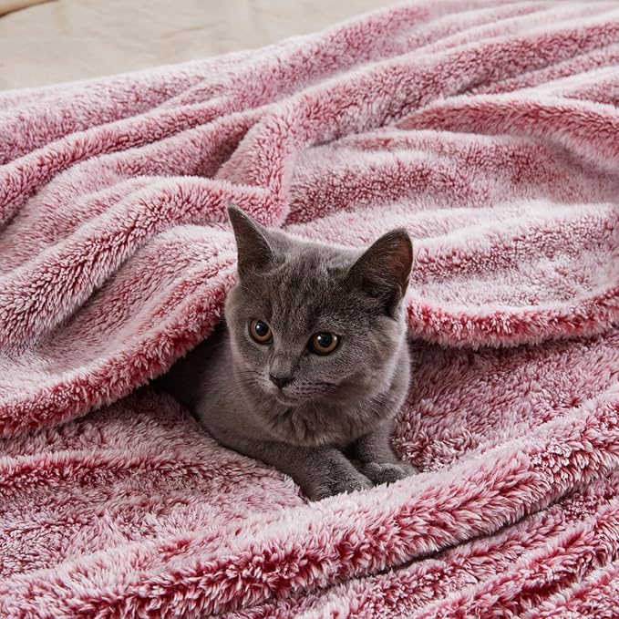 Exclusivo Mezcla Plush Fuzzy Fleece Throw Blanket Extra Large, Super Soft, Fluffy and Warm Blankets for Couch, Bed, Suitable for All Seasons (50x70 Inches, Mixed Deep Red)