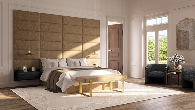 Vänt Upholstered Wall Panels - King/Cal King Size Wall Mounted Velvet Headboards - Velvet Olive Moss - Twin/King - Set of 4 Panels (Each Individual Panel 39"x11.5")