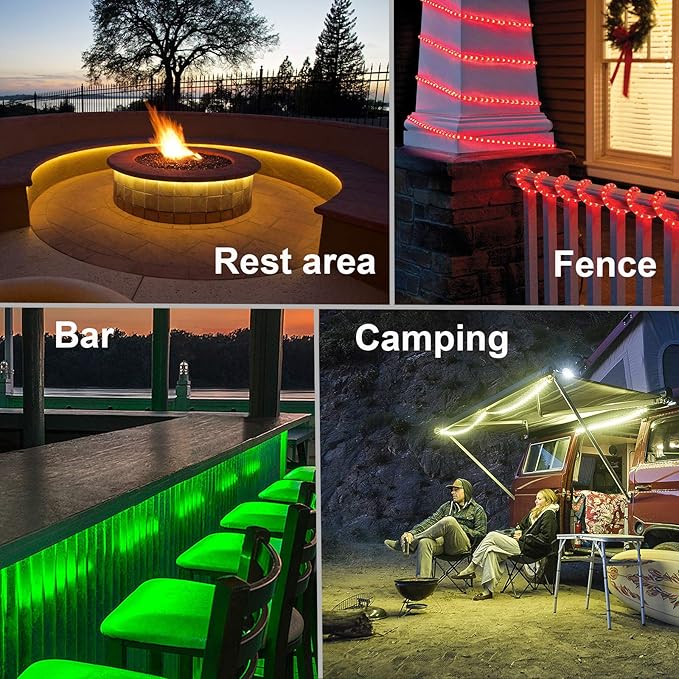 16ft LED Rope Lights, RGBWW Color Changing Strip Lights with Remote, Flexible and Connectable Durable Tube, Waterproof for Indoor Outdoor Use, 17 Colors and 6 Modes