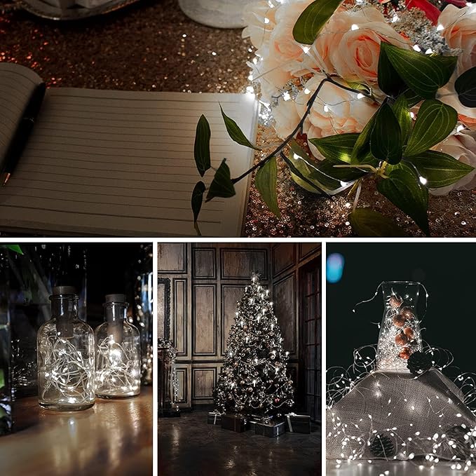 36 Pack Fairy Lights Battery Operated, 3 Speed Modes, Extra 40 Batteries for Replacement, 7Ft 20 LED Mini String Lights, Waterproof Copper Wire, Twinkle Firefly Lights for Christmas Decorations,White