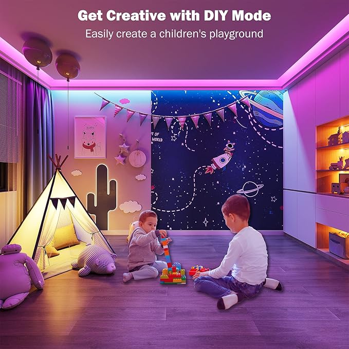 130 ft Led Lights for Bedroom,(2 Rolls of 65FT) Bluetooth Smart APP Control Color Changing RGB Led Strip Lights with Remote Control Led Lights for Room Kitchen Party Home Decoration