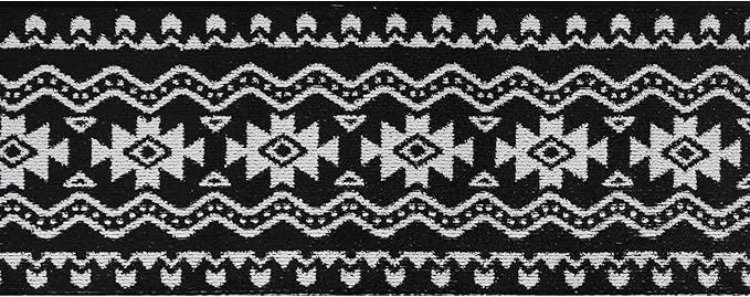 Custom Length Cut to Size Tribal Ethnic Southwestern Inspired Hallway Runner Rug, Non Slip Rubber Backed, 31 inch Wide X Customized Length, Aztec Black, 31 inch X 6 feet