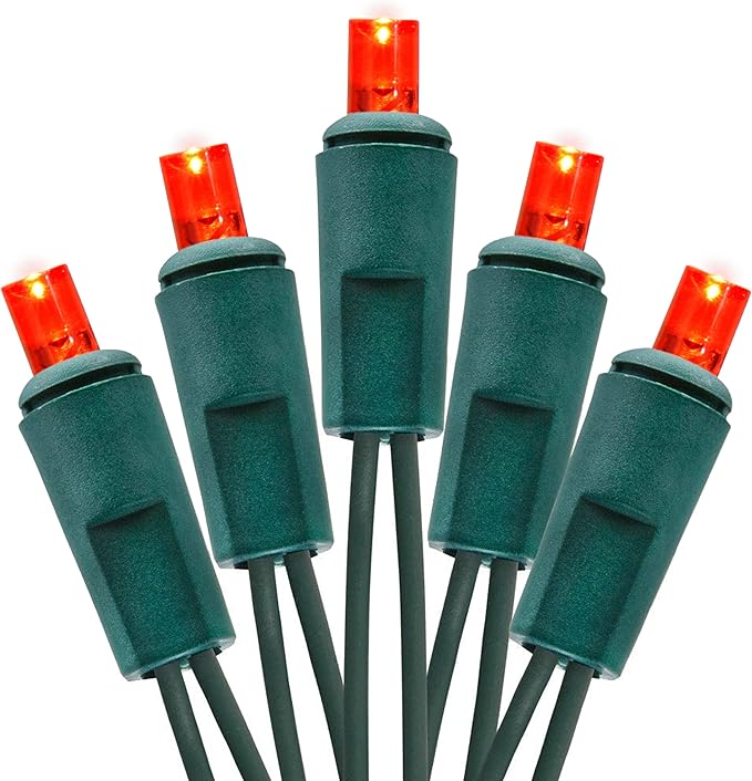 Holiday Essence Essence LED Mini Christmas Lights Set, 60 5mm Red String Lights, Green Wire, for Indoor Outdoor Décor, Valentines, Home, Wedding, Patio, Garden Decorations, UL Certified