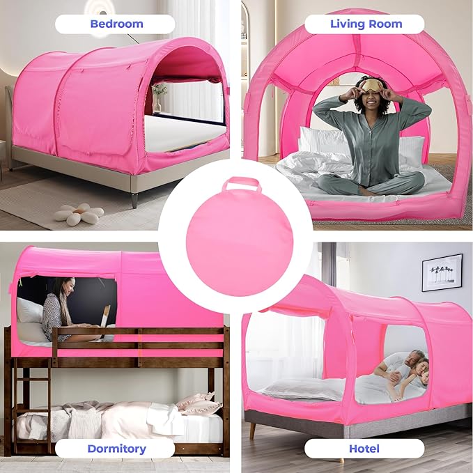 Alvantor Bed Canopy Bed Tents Dream Tents Privacy Space Twin Size Sleeping Tents Indoor Pop Up Portable Frame Curtains Breathable Grey Cottage (Mattress Not Included) Reducing Light