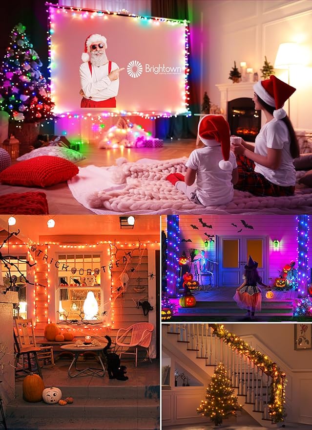 Brightown Fairy Lights Color Changing - 22 Color 66FT 200 LED Plug in String Lights with Remote, Halloween String Lights Indoor with 12 Modes, Christmas Fairy Lights for Bedroom Classroom