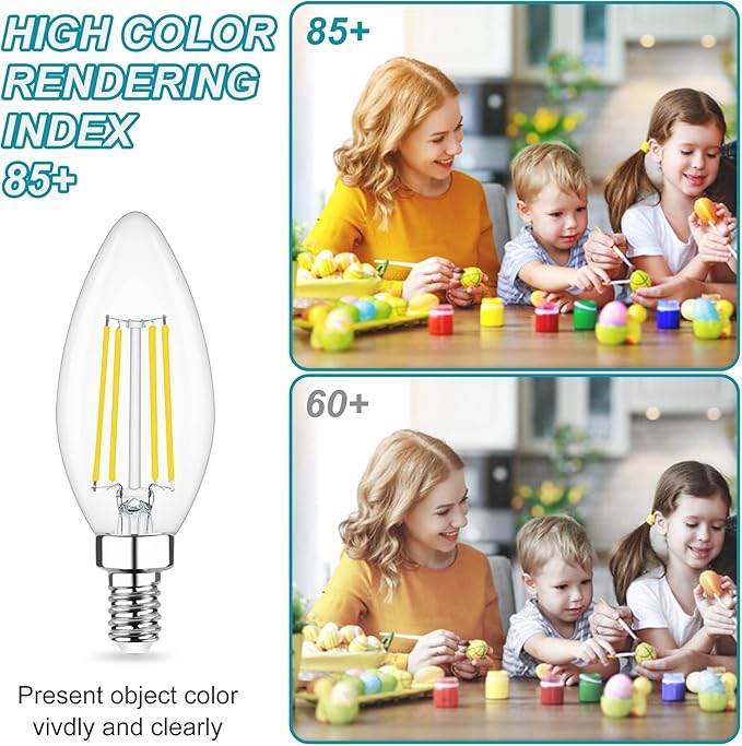 Cotanic Dimmable LED Candelabra Bulb with E12 Small Base, C35 Ceiling Fan Light Bulbs, 5000K, 4W, 60W Equivalent, 600LM, 8 Pack, Vintage Candle Lightbulb for Chandelier, Sconce, Porch Lights