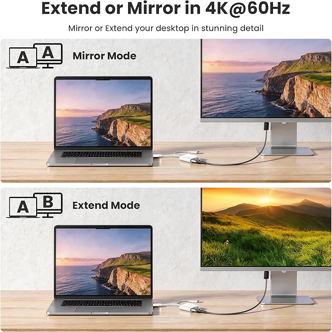 USB-C and Lightning to HDMI Adapter for iPhone to TV, 4K@60Hz MFi Certified Lightning to Digital AV Adapter with 100W Charging Port for iPhone 17 16 15 14/MacBook/iPad to HDTV/Projector/Monitor