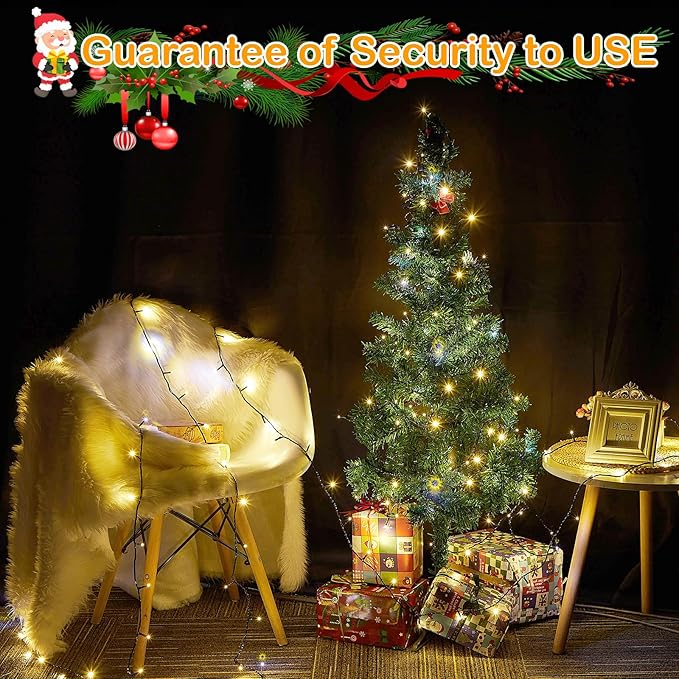 Decute 800LED 272ft Christmas String Lights UL Certified 8 Modes, Waterproof Outdoor Indoor Twinkle Starry Light for Christmas Tree Patio Garden Party Decor Warm White