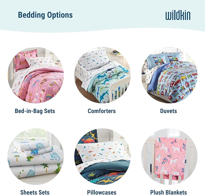 Wildkin Toddler Bed in a Bag – 4-Piece Microfiber Bedding Set with Comforter, Pillowcase & Sheets - Jurassic Dinosaurs