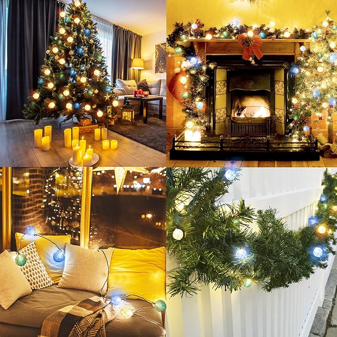 LIDORE Indoor String Light 10 Nautical Fishing Floats Coastal Buoy Beach Theme Decoration for Bedroom Bathroom Window Christmas Tree, 7.92Ft Indoor Outdoor Use