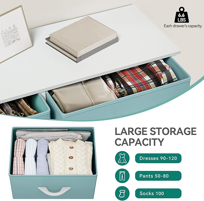 YITAHOME Fabric Dresser for Bedroom, Tall Storage 8 Drawers, Black Dresser & Chest of Drawers, Storage Drawer Organizer for Closet, Bedroom, Living Room