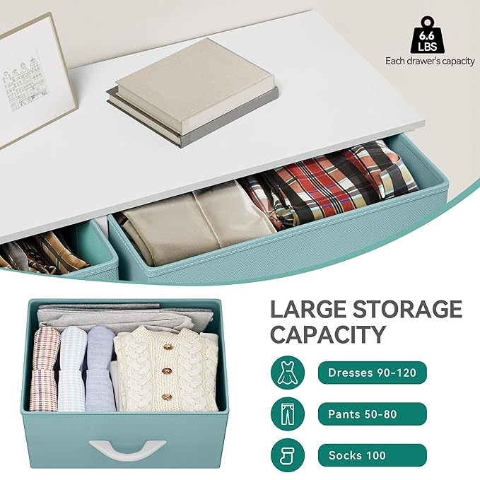 YITAHOME Fabric Dresser for Bedroom, Tall Storage Dresser with 8 Drawers, Black Dresser & Chest of Drawers, Storage Drawer Organizer for Closet, Bedroom, Living Room