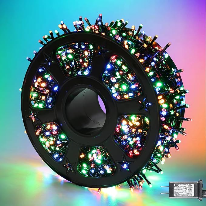Quntis 82ft 1000 LED Cluster Christmas Lights - Dark Green Wire Christmas Tree Lights - 8 Modes Outdoor Waterproof Christmas String Lights Plug in for Holiday Wedding Party Home Decor, Multicolor