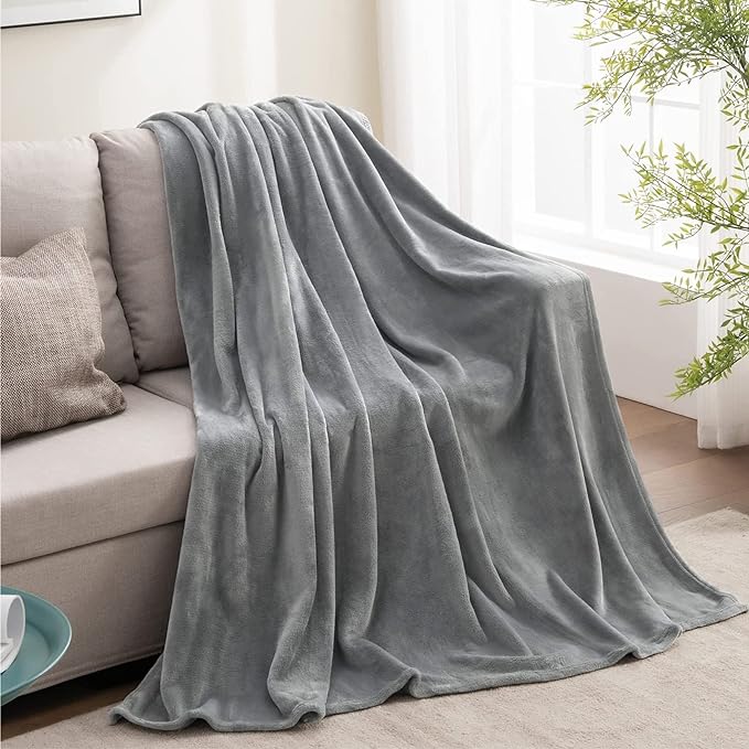 BEDELITE Fleece Blanket Grey Throw Blanket for Couch & Bed, Luxury Plush Cozy Fuzzy Blanket 50" x 70", Super Soft Warm Lightweight Fall Throw Blanket for Travel Camping