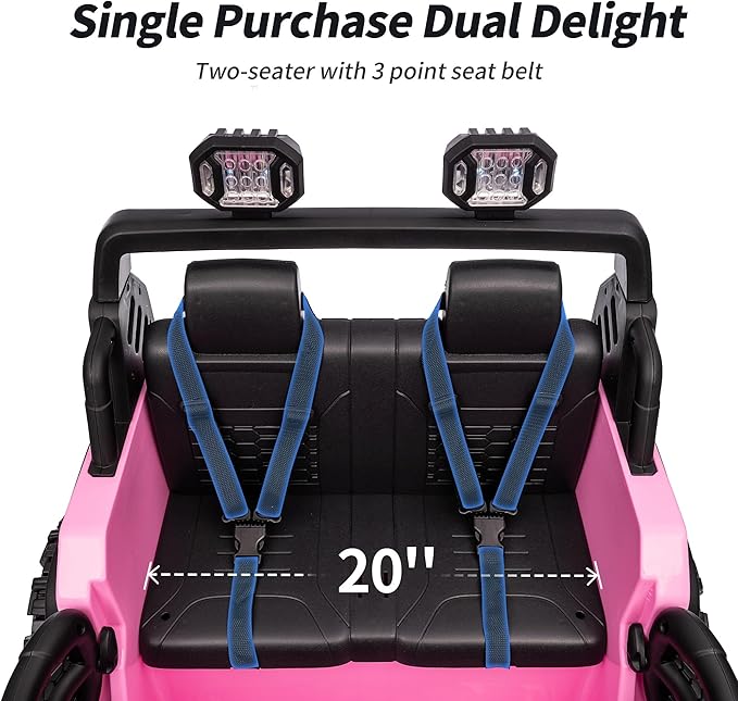 2 Seater Ride on Car Truck, 12V Kids Electric Ride on Toy for Big Kids Age 3-8 w/Remote Control- Light Pink