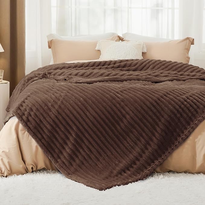 Bedsure GentleSoft Fondue Fudge Fleece Blanket for Couch -Cozy Soft Blankets for Women, Cute Small Throws for Girls, 90x90 Inches