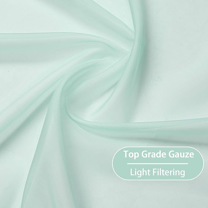 KEQIAOSUOCAI Aqua Sheer Curtain Panels 72 inches Long - Top Grade Grommet Solid Texture Soft Voile Window Drapes for Bedroom Living Room(38 Wide x 72-inch Length,2 Panels,Seafoam Green)