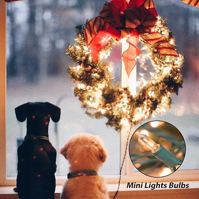 Clear Christmas Lights 200 Count 50 Feet Bulb Mini Lights, Waterproof String Light for Indoor Xmas Tree Garland Birthday Wedding Decoration, Green Wire