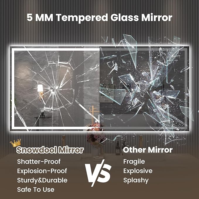 84"X40" LED Bathroom Mirror with Front Lights and Backlit, Anti-Fog, Dimmable, Shatter-Proof Tempered Glass, Lighted Bathroom Vanity Mirror for Wall with 3 Colors, Memory Function