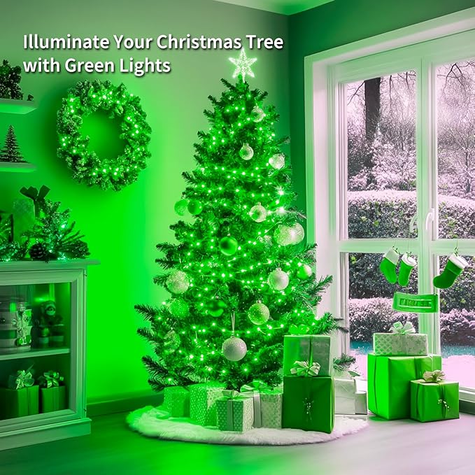JMEXSUSS 4 Pack 50 LED Green Fairy Lights Battery Operated: 16.1ft Christmas Fairy Lights Indoor Outdoor Waterproof for Bedroom Garden Party Decorations