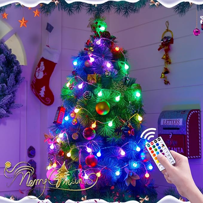 Minetom RGB LED String Lights - 21FT 60 LED Battery Operated Globe Lights with Remote, Color Changing Fairy Lights for Bedroom RV Christmas Valentine's Day Party Wedding Camping Indoor Outdoor Decor