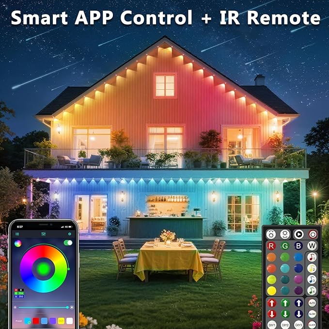 500Ft Outdoor LED Strip Lights Waterproof,Music Sync RGB IP68 Outside Led Rope Lights with App and Remote,Exterior for Deck,Balcony,Roof,Garden,Pool (150M)