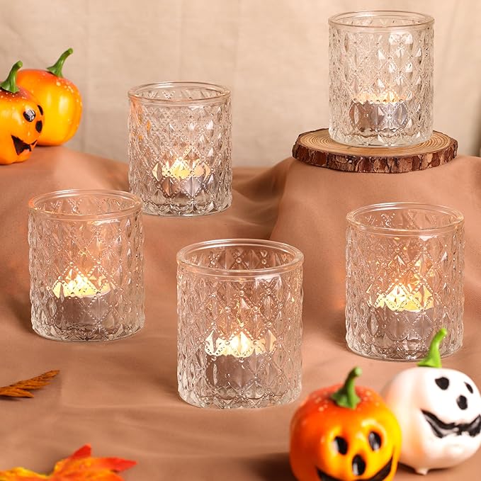 12Pcs Large Votive Candle Holders 2.8 * 3.2in Clear Tea Light Candle Holders Glass Candle Holder for Bridal Shower, Wedding, Table Centerpiece, Party, Home Decor