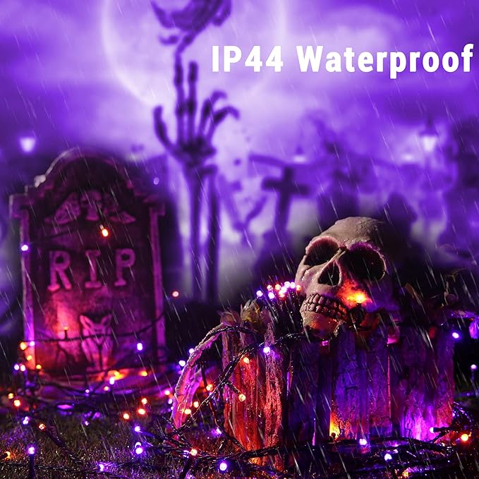 ODEETRONIC Orange Purple Lights, 164ft 500LED Outdoor Halloween String Lights, Plug in Orange Halloween Light with 8 Modes, Twinkle Purple Mini Light Timer Waterproof for Indoor House Tree Party Decor