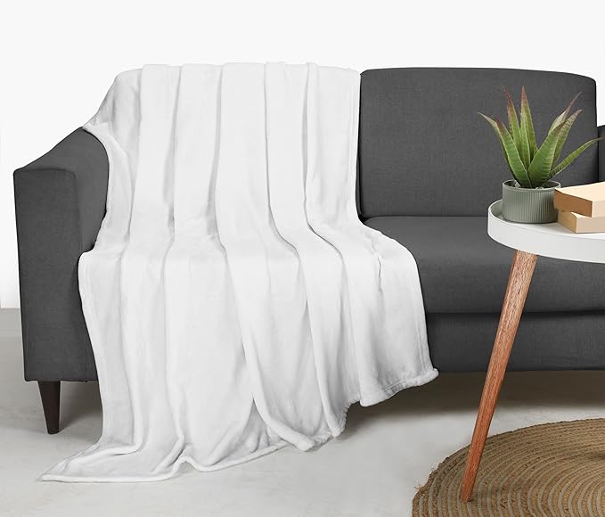 Utopia Bedding Fleece Blanket Throw Size White 300GSM Luxury Anti-Static Fuzzy Soft Microfiber Blanket for Couch, Sofa and Bed (60x50 Inch)