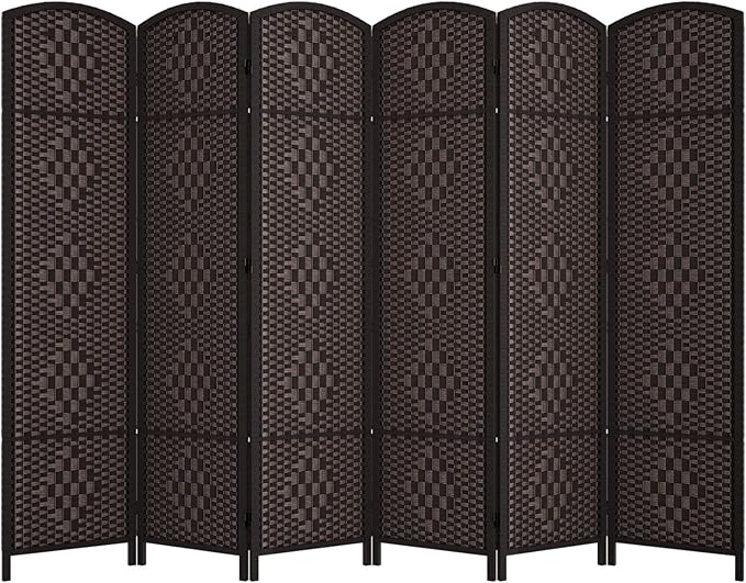 Rose Home Fashion 6 ft Tall Room Divider, Room Dividers and Folding Privacy Screens, 15.7in Privacy Screen 6 Panel Partition Temporary Wall Separation for Private, Dark Coffee