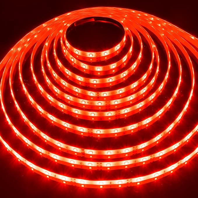 iNextStation 12V LED Light Strip IP65 Waterproof Red LED Strip Lights 16.4ft/5m Cuttable 300 SMD 2835 LED Tape Flexible Led Lights for Bedroom Outdoor Indoor Decor (Power Adapter not Included)