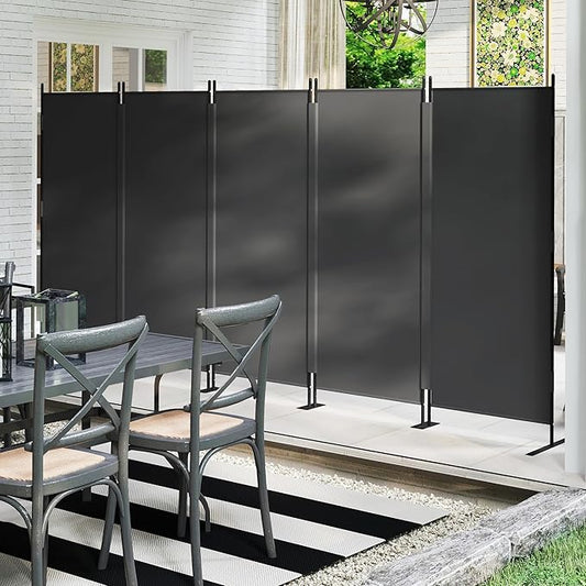 JAXPETY Room Divider 5 Panel Privacy Screen Wall Dividers for Room Separation Flexible Partition Folding Portable Room Partition for Office 145" W x 73" H, Black