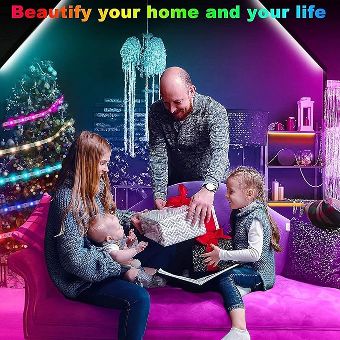 Tenmiro Led Strip Lights 130ft (2 Rolls of 65ft) Smart Light Strips with App Control RGB Led Lights for Bedroom，Music Sync Color Changing Lights for Room Party