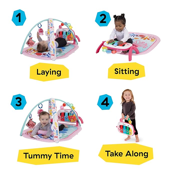 Baby Einstein Ocean Explorers 4-in-1 Kickin Tunes Jellyfish Jamboree Music & Language Discovery Gym, Pink, Ages 0 Months and Up