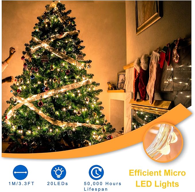 Fairy Lights Battery Operated, 6-Pack Mini String Lights, 20 LED 7ft Twinkle Firefly Starry Lights for DIY Craft Mason Jar Bedroom Wedding Party Table Christmas Decoration (Warm White)