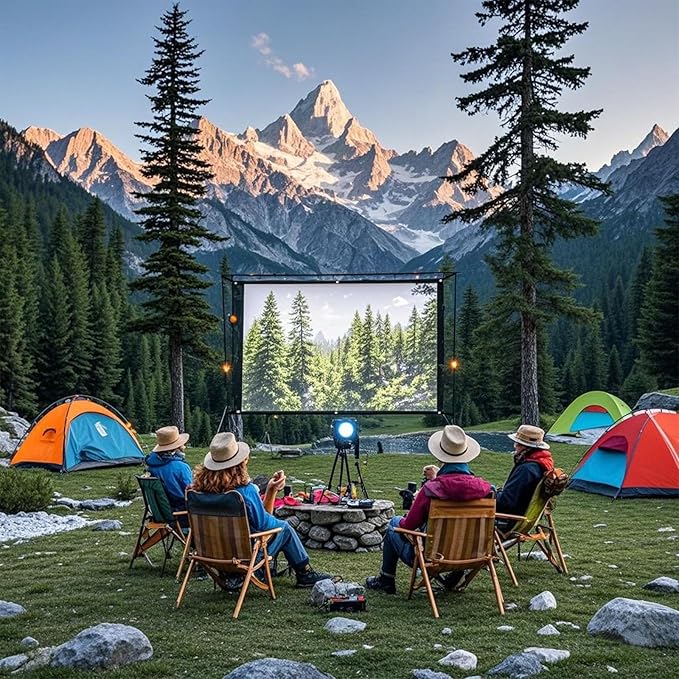 120 Inch Foldable Projector Screen for Wall, Hanging Portable Projector Screen Outdoor & Indoor - Thickened Anti-Crease White Screen with 4 Corner Ropes for Camping, Home Theater, Party